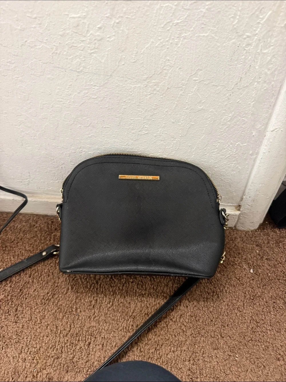 Black Crossbody Bag with Gold Accent - Women Bags